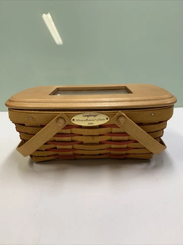 Longaberger 2000 Woven Memories Basket 10" photo frame lid  signed by family Cover