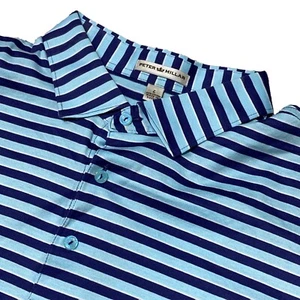 Polo golf Peter Millar uomo L blu a righe S/S Southwire ricamata - Foto 1 di 7