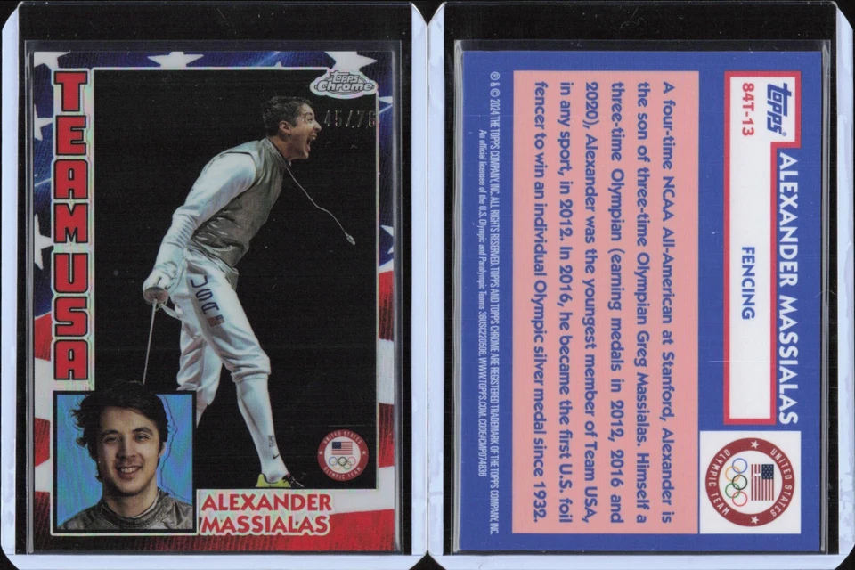 2024 Topps Cromo Juegos Olímpicos Estados Unidos 1984 Bandera Refractor #13 Alexander Massialas/76 Foto 1 de 1