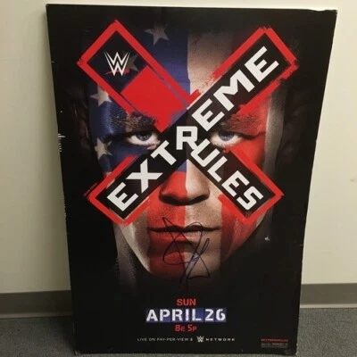 Póster WWE John Cena Firmado Extreme Rules 2015 PPV Evento Usado con Certificado de Autenticidad Foto 1 de 4