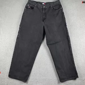 VTG Tommy Hilfiger Jeans Mens 38x32 (Fits 36x31) Black Carpenter Baggy 90s Y2K - Picture 1 of 18