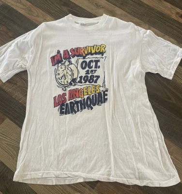  Винтажная футболка I survival Los Angeles Earthquake 1987 Earthquake 1 октября - Изображение 1 из 4