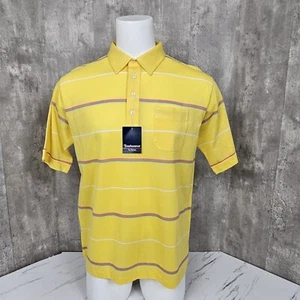 Vintage 80s Tournament by Arrow Herren XL gelb gestreift Polo S/S Shirt NOS - Bild 1 von 8