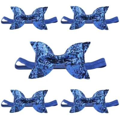 5 Packs Baby Girl Sequin Glittery Stretchy Bow Headband Shiny Hair Band YS018 - Image 1 of 4