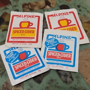 Vintage 1980s Lot of 4 ALPINE SPICED CIDER MIX Packets 2 Sugar Free NOS Set Prop - Picture 1 of 5