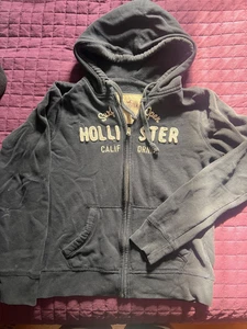 Boys Hollister Full Zip Navy Hoodie Size L - Picture 1 of 3