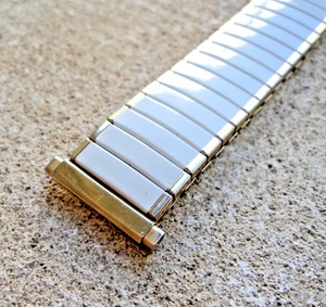 1980s Speidel USA White Romunda Gold Plated expansion Band 16-19 MM Self adjusts - Picture 1 of 5