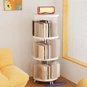 Rotating Bookshelf, 360°Display Spinning Rolling Bookshelf Tower, 3 Tiers Mov... - Picture 1 of 9