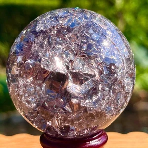 158G Natural Titanium Rainbow Quartz sphere Crystal ball Healing - Picture 1 of 24