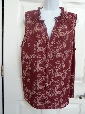 MARKET & SPRUCE Sz XL Ruffled V-Neck Career Office Business Blouse Floral - Image 1 of 4