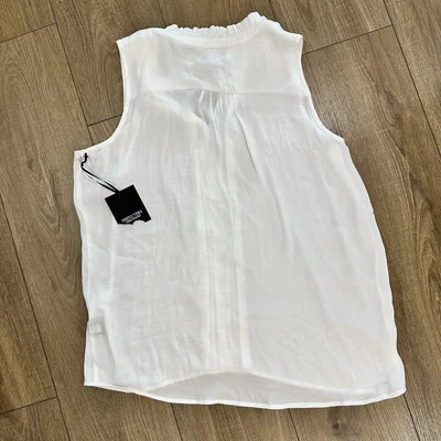 Просто Vera Vera Wang галстук спереди заколка без рукавов верхний белый средний новый с Ярлыками - Изображение 1 из 4