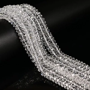 Clear K9 Crystal Glass Faceted Rondelle Beads Size 2x4mm 4x8mm 15.5" Strand - Picture 1 of 3