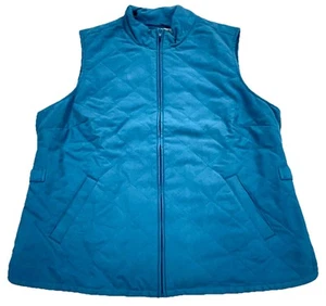 Orvis Puffer Vest Women Medium Blue Full Zip Sweater Teal Outdoor Jacket Ladies - Picture 1 of 11