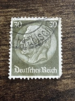 Alemania Deutsches Reich 30 Pfennig Hindenburg 1933 sello real usado TKS1373* Foto 1 de 2