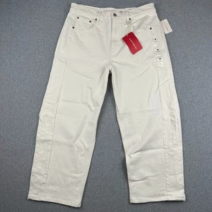 NWT Lucky Brand Barrel Leg Jean Women’s 12/31 White Lies Wash Rigid Casual Loose - Picture 1 of 9
