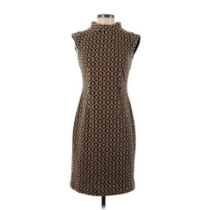 Nine West Black/Brown Jacquard Geometric Cap Sleeve Sheath Dress, Women's 6 - Picture 1 of 8