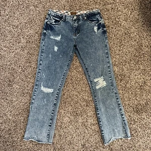 Anthropologie POL Acid Wash Jeans Crop Small Women’s Distressed Rock Concert - Picture 1 of 15