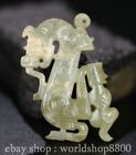 2.6" Chinese Natural Hetian Jade Nephrite Carving Dragon Beast Yu Bi Jade disc