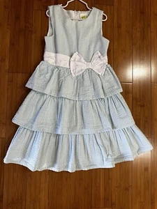 Crazy 8 Girl’s White  & blue Size 7  Tiered Dress. - Picture 1 of 9