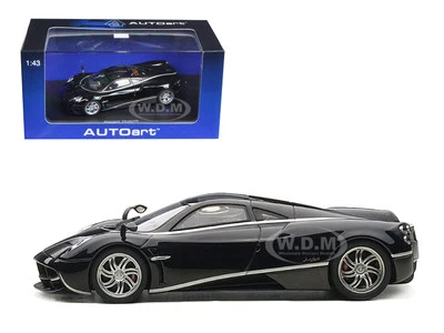 PAGANI HUAYRA BLACK WITH SILVER STRIPES 1/43 DIECAST CAR MODEL BY AUTOART 58209 - Image 1 of 4