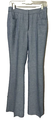 Pantalones de lino azul Akris con ligero acampanado talla 6 - F 38 Foto 1 de 4