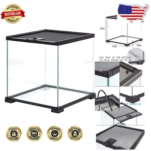 Small 12x12x12 Gallon Glass Terrarium for Lizards, Crabs & Spiders - Easy Setup - Picture 1 of 9