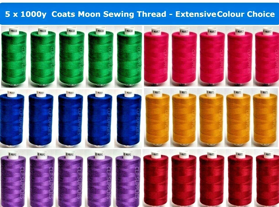 COATS MOON THREAD TKT120 PREMIER POLYESTER SEWING & OVERLOCKING 5 X1000Y REELS - Image 1 of 1