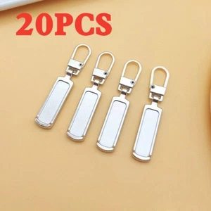20x Silver Zipper Fixer Repair Pull Tab Kit Replacement Molded Slider Fix Puller - Picture 1 of 10