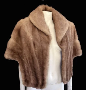 Brown MINK Fur Stole, Winter Wedding Shawl, Autumn Haze Rustic Vintage Cape Gift - Picture 1 of 6