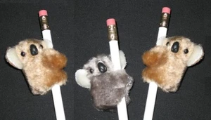 "NUEVO 3 piezas "KOALAS Gris y Beige"" Lápiz Abrazadores Animales Peludos Fiesta de Cumpleaños Favores - Imagen 1 de 3