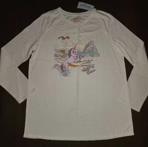 NEW GIRLS CAT & JACK UNICORN LONG SLEEVED T-SHIRT SIZE XXL 16-18 PLUS - Picture 1 of 3