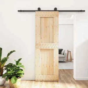 Sliding Door with Hardware Set 70x210 cm Solid Wood Pine vidaXL - Picture 1 of 11