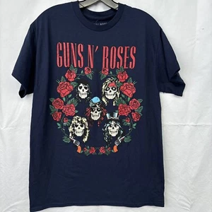 Guns N Roses Graphic Tee Shirt Blue with Skulls Size Medium - Picture 1 of 8