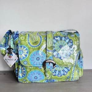 Kalencom New Orleans Paisley Diaper Bag NEW Laminated Fabric Tote Blue Green - Picture 1 of 12