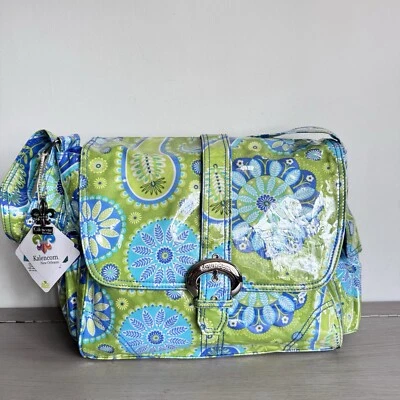 Kalencom New Orleans Paisley Diaper Bag NEW Laminated Fabric Tote Blue Green - Image 1 of 4