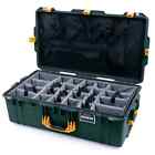 Trekking green  & Yellow Pelican 1615 case with grey dividers. With lid org.