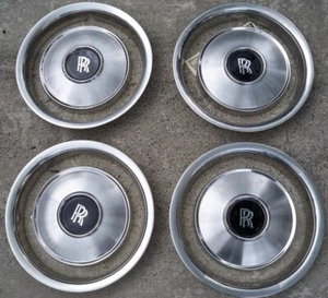 Set of 4: Rolls-Royce Corniche Silver Wraith Spur 1972-1985 Hub Caps w/ Rings - Picture 1 of 6