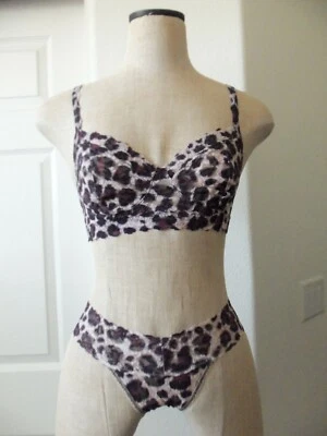 Hanky Panky SOPHISTICAT Leopard Print RETRO Bralette Bra S & Low Rise Thong O/S - Image 1 of 4