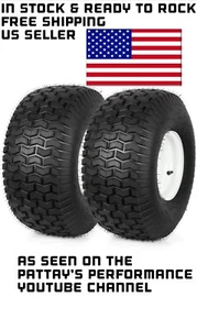 Set of 2 20x8.00-8 Lawn Mower Tractor Turf Tire with Rim 4 Ply Tubeless - Picture 1 of 19