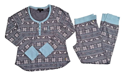 Juicy Couture Navidad Scotty Dog Copos de Nieve Gris Azul PJ Set Talla M Foto 1 de 4