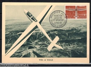 1962-CARTE MAXIMUM FDC 1°JOUR**/AVIATION-VOL A VOILE.TOUSSUS-TIMBRE Yt.1340 - Foto 1 di 1