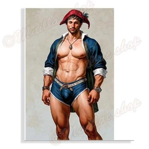 Fine art print - Young man shirtless with period costume - Gay poster - 2454 - Picture 1 of 1