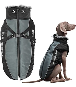 Dog Coats Large Dogs Winter with Harness Fur Hood Waterproof Clothes Jacket 5XL - Picture 1 of 7