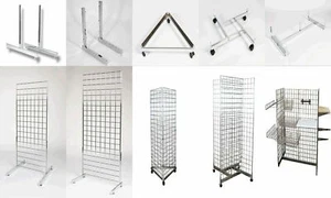 TRIANGLE RECTANGULAR 4 WAY BASE LEGS GONDOLA GRIDWAL MESH WALL PANEL DISPLAY - Picture 1 of 6