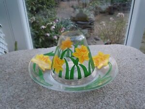 Yankee Candle Glass Daffodil Large Tray and Lantern candle holder 18cm
