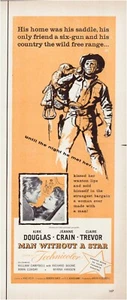 Print Ad Man Without A Star Film 1955 Kirk Douglas Half-Page Magazine 5"'x12" - Picture 1 of 1
