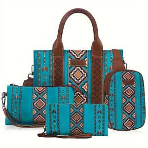 4Pcs Women's purse Tote, retro work satchel Lightweight, Boho Tote - Picture 1 of 6