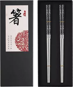 Stainless Steel Chopsticks Titanium Plated Metal Chopsticks Dishwasher safe - Picture 1 of 12