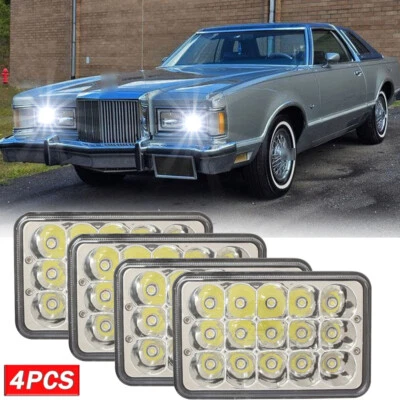 4pcs FIT Mercury Cougar Marquis 1977-1986 4x6'' inch LED Headlights Hi/Lo Beam - Image 1 of 4