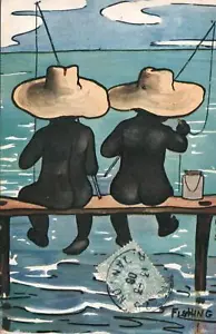 RARE 1908 ANTIQUE Tuck's Fishing POSTCARD Paris - Picture 1 of 2